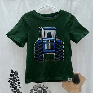 Carhartt Green Kids Tee with Blue Tractor Design